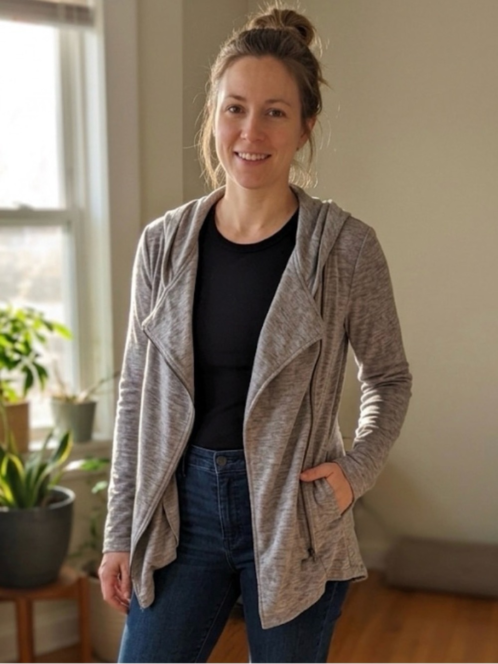 Sweet Rain Heather Gray Zip Up Cardigan